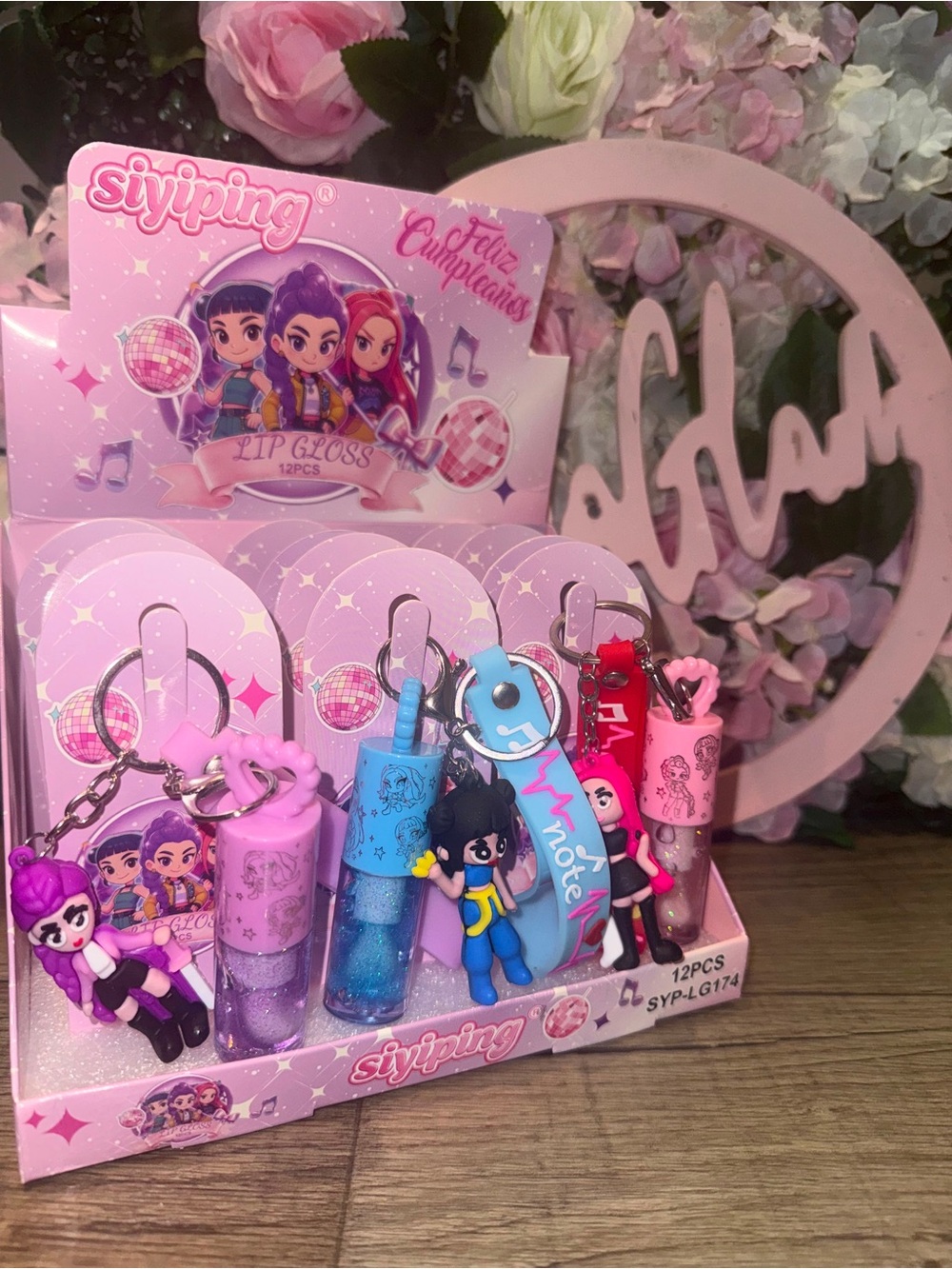 siyiping Pink Lip Gloss Keychain Set wholesale